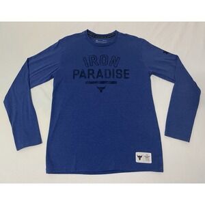 Under Armour Project Rock T-Shirt‎ Mens Medium Blue Iron Paradise Long Sleeve